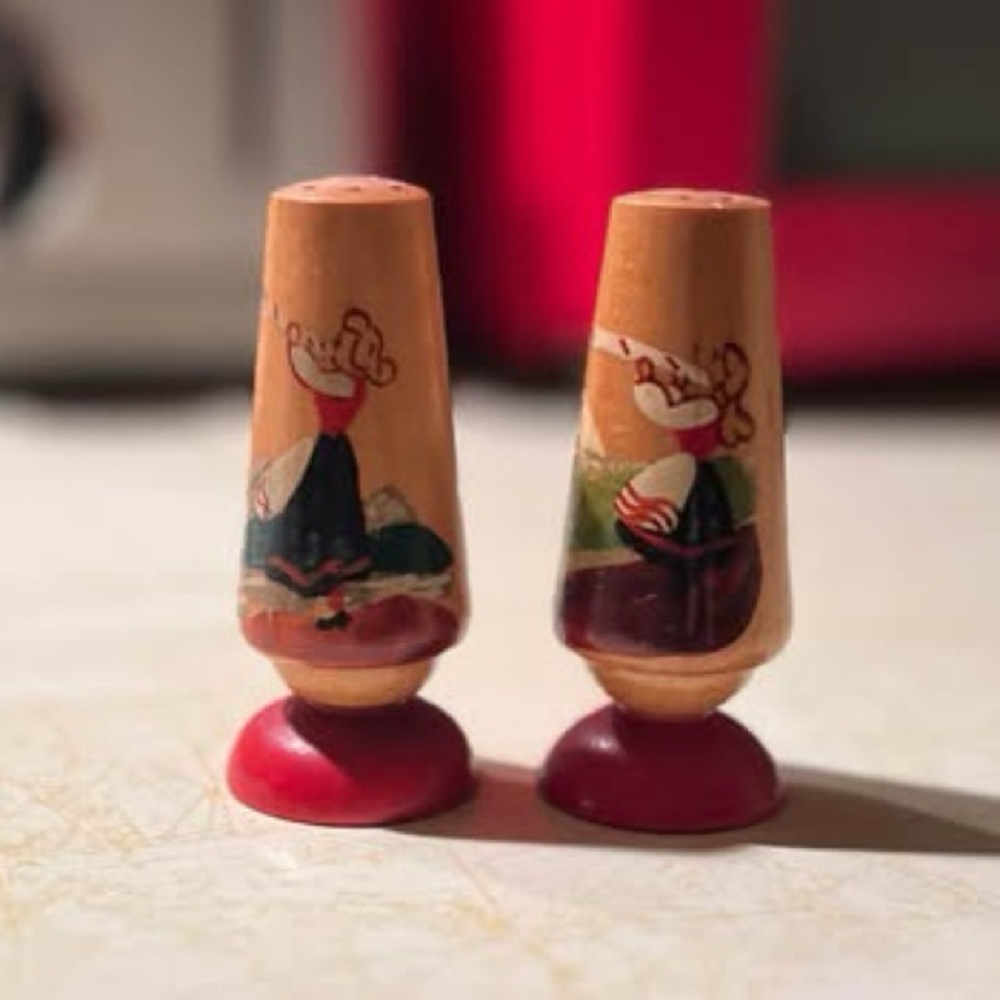 Vintage wood salt and pepper shakers Norway